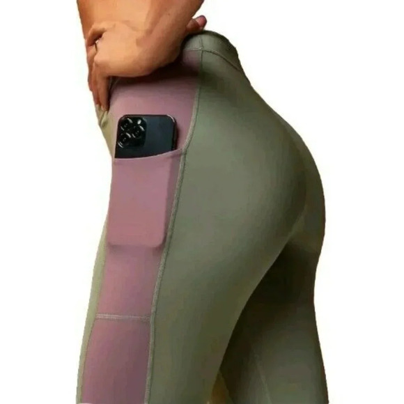 Motion365+ Contour High-Waisted Legging Size XXL Green & Purple Lace Back - Picture 2 of 16